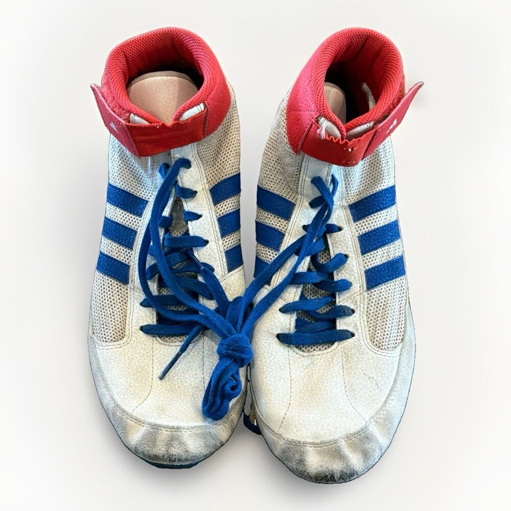 Adidas Mens White Red Blue Wrestling Shoes US 11 UK 10.5